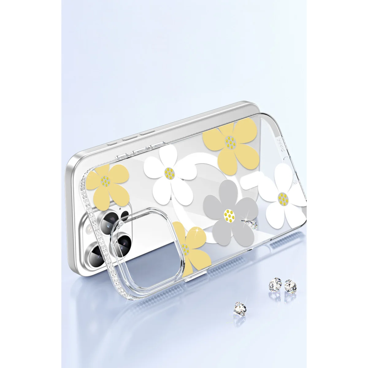 iPhone 16 Pro Floral Magsafe Kapak - Beyaz