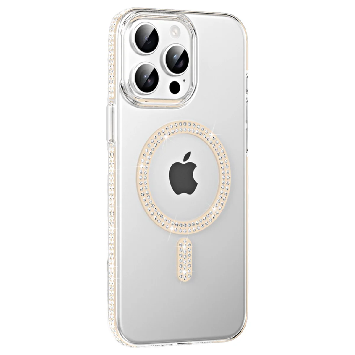 iPhone 15 Pro Max Move Taşlı Magsafe Kapak - Pembe
