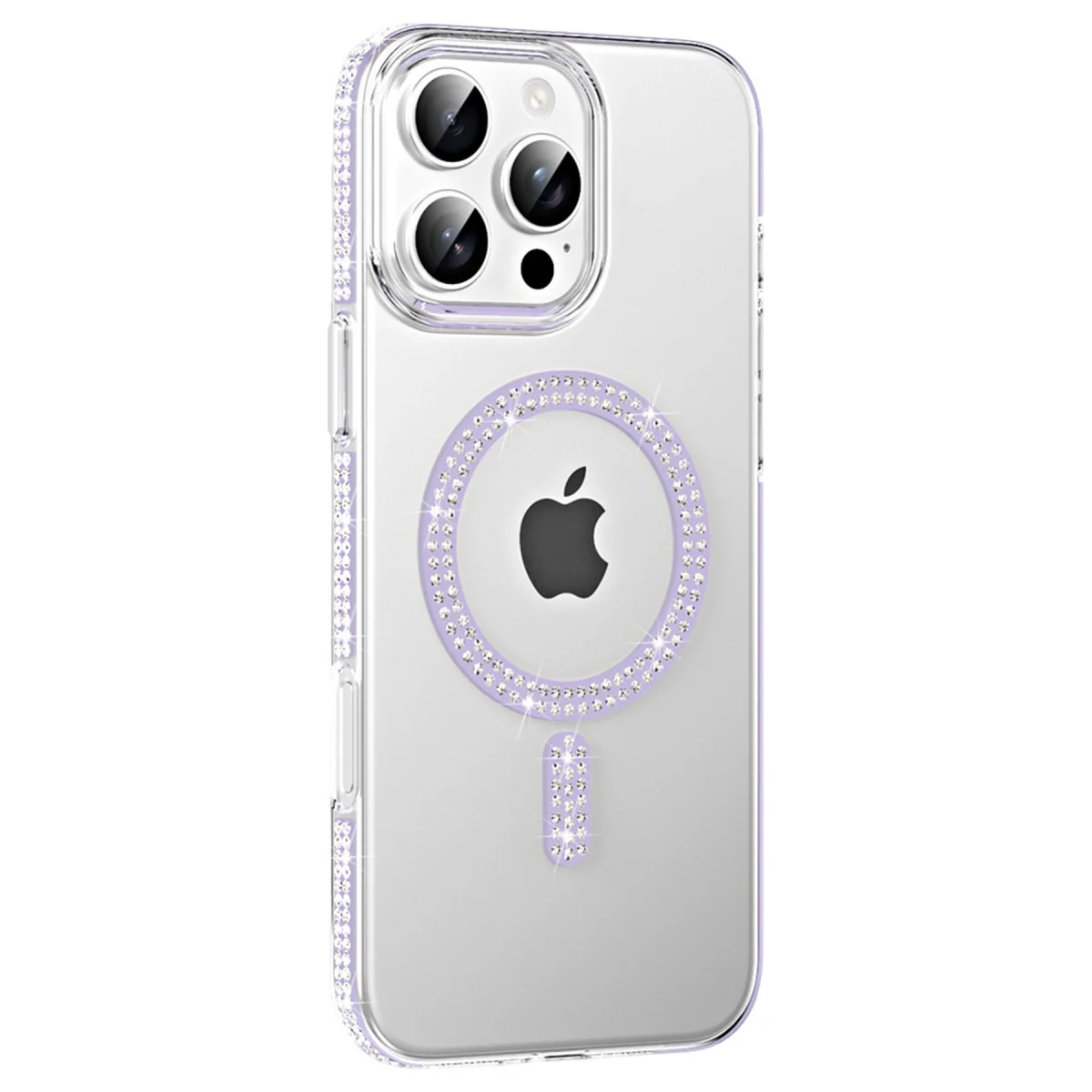 iPhone 16 Pro Move Taşlı Magsafe Kapak - Lila