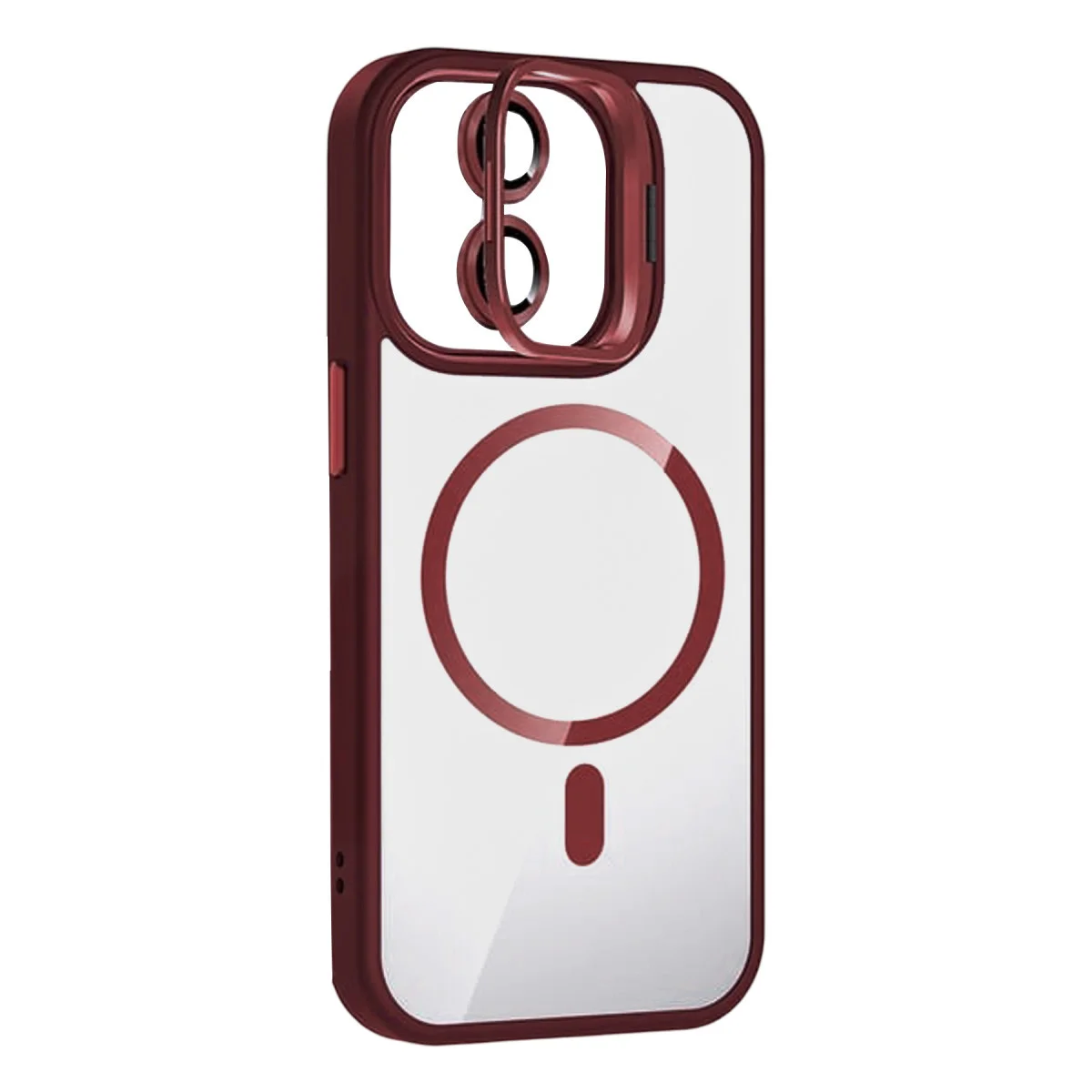 iPhone 11 Remim Lensli Magsafe Standlı Kapak - Bordo