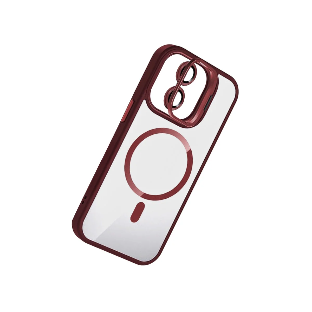 iPhone 11 Remim Lensli Magsafe Standlı Kapak - Bordo