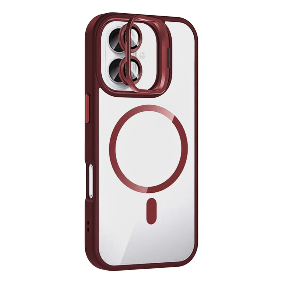 iPhone 16 Plus Remim Lensli Magsafe Standlı Kapak - Bordo