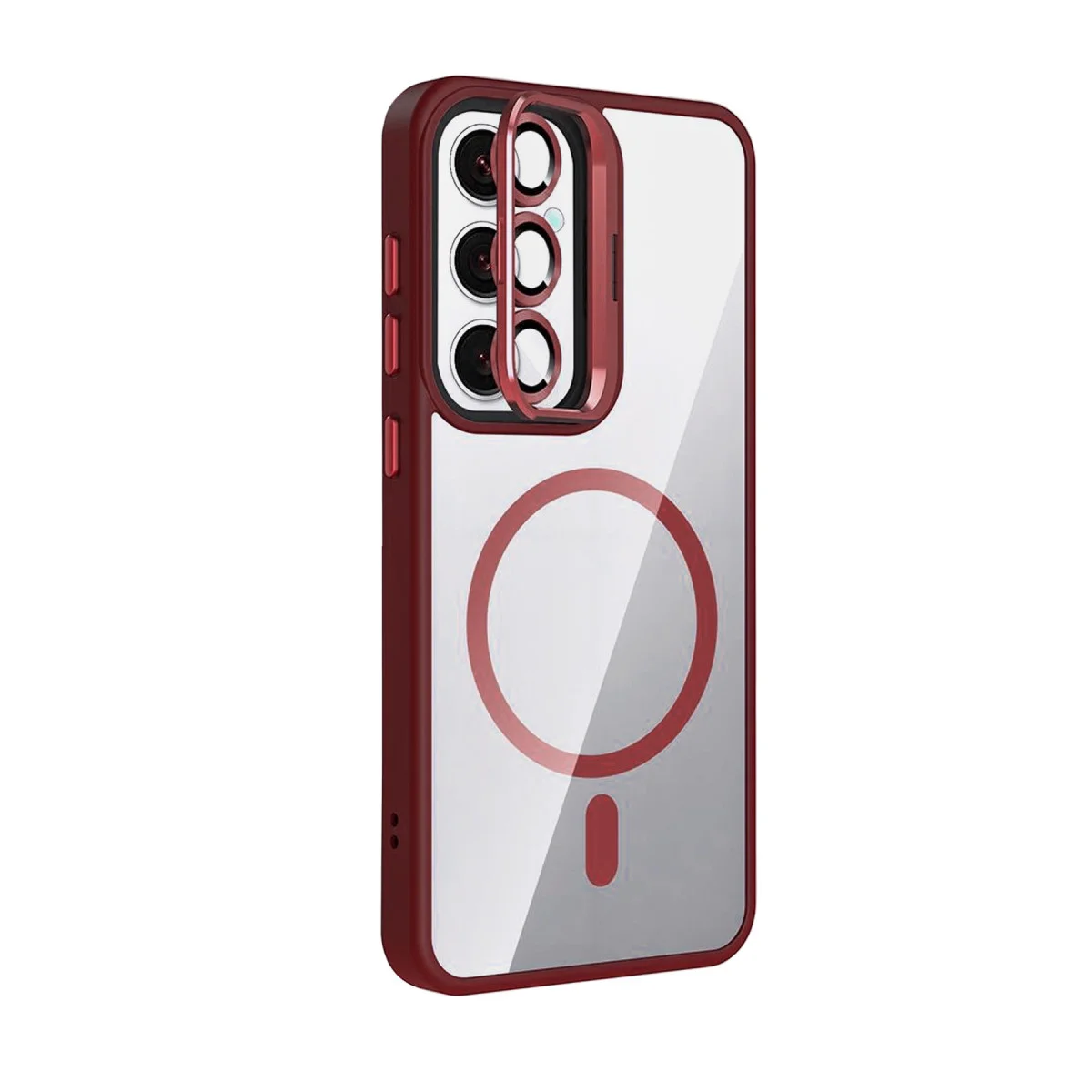 Galaxy S24 FE Remim Lensli Magsafe Standlı Kapak - Bordo