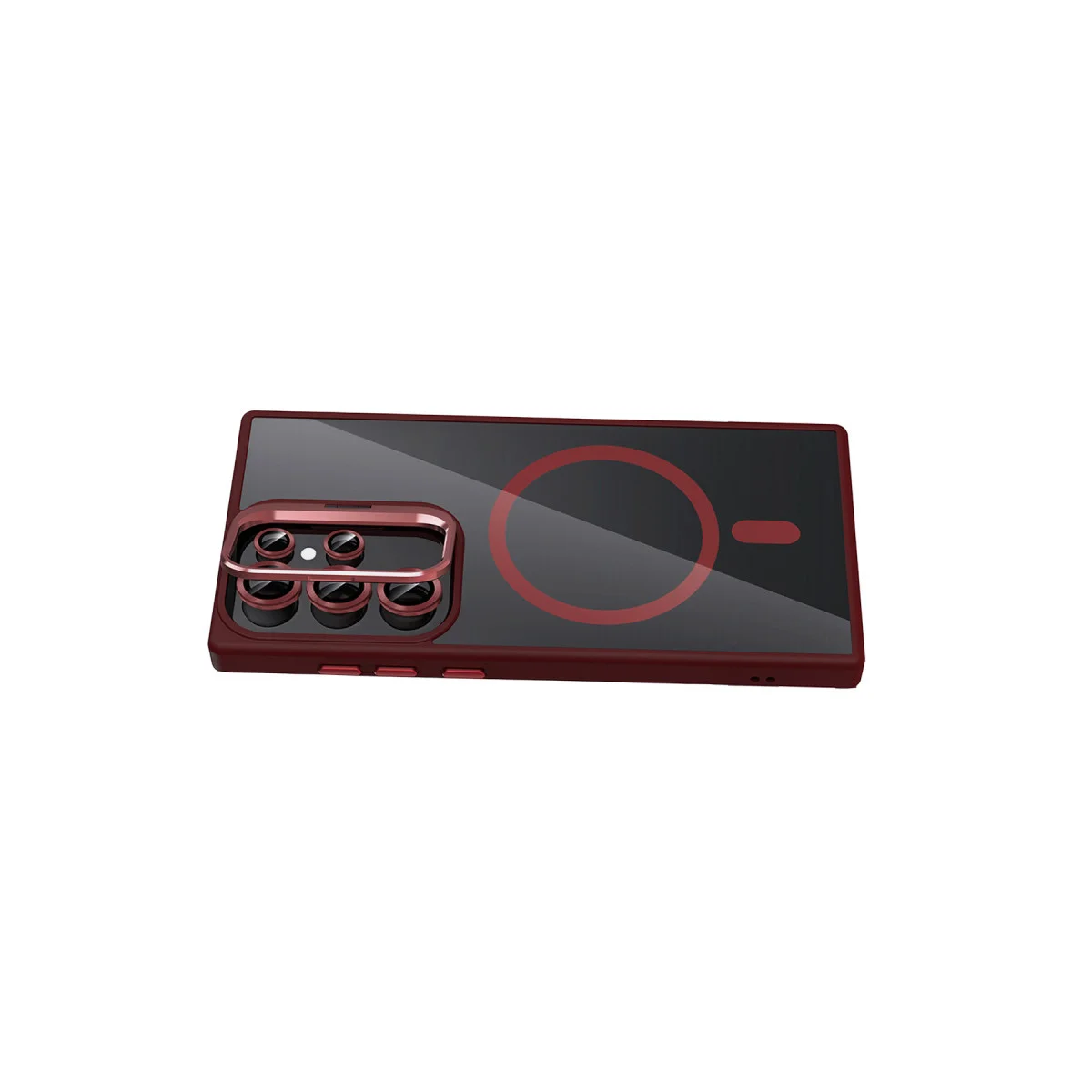 Galaxy S25 Ultra Remim Lensli Magsafe Standlı Kapak - Bordo