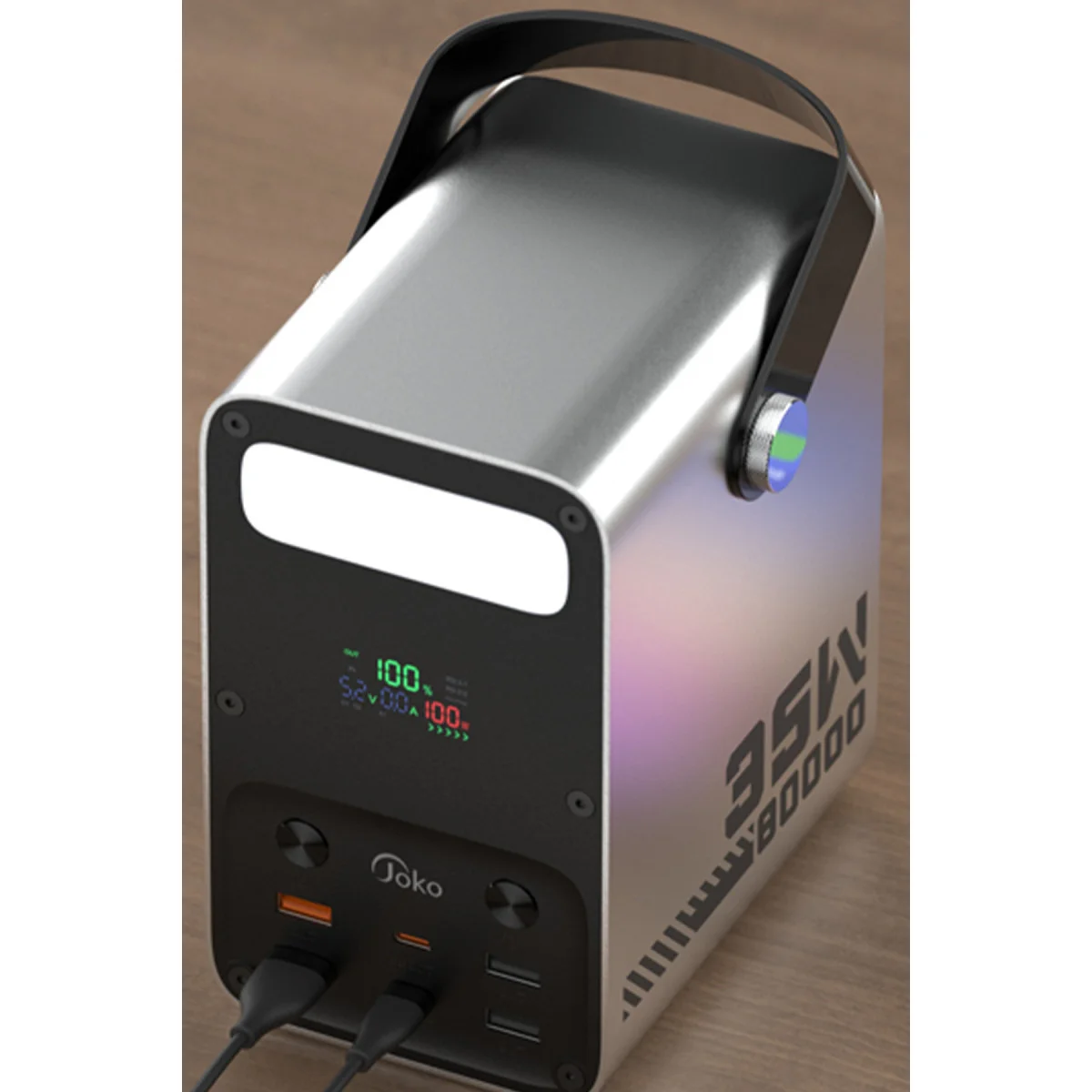 J52 80.000 mAh Dijital Şarj Göstergeli Led Işıklı 35W PD Powerbank - Gümüş