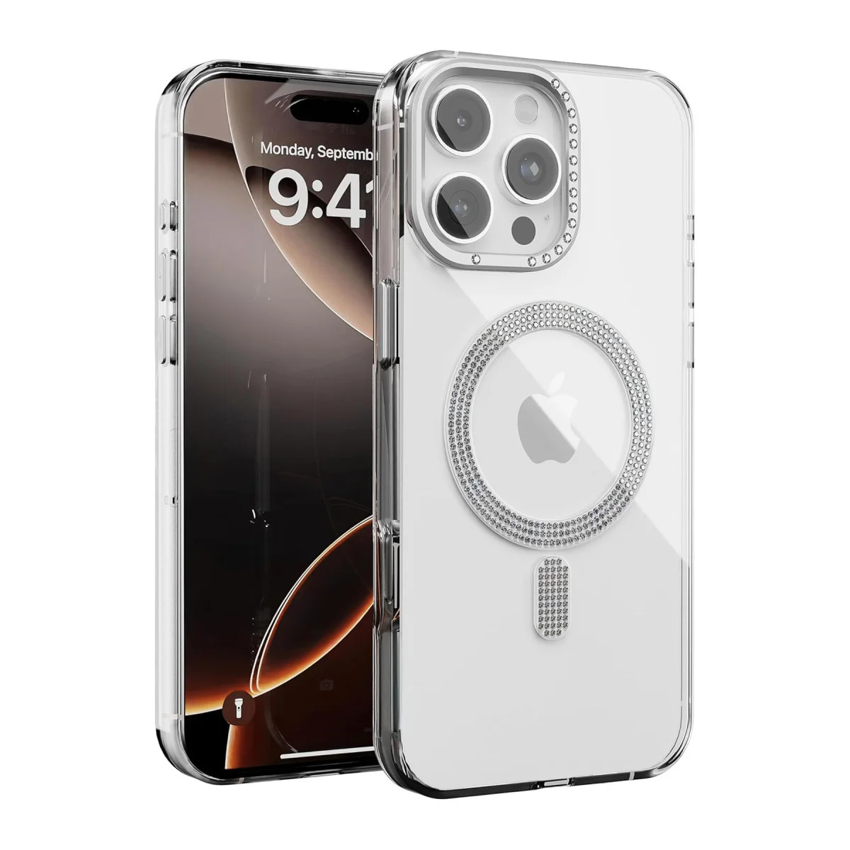iPhone 16 Pro Max Tash Diamond Magsafe Kapak - Beyaz