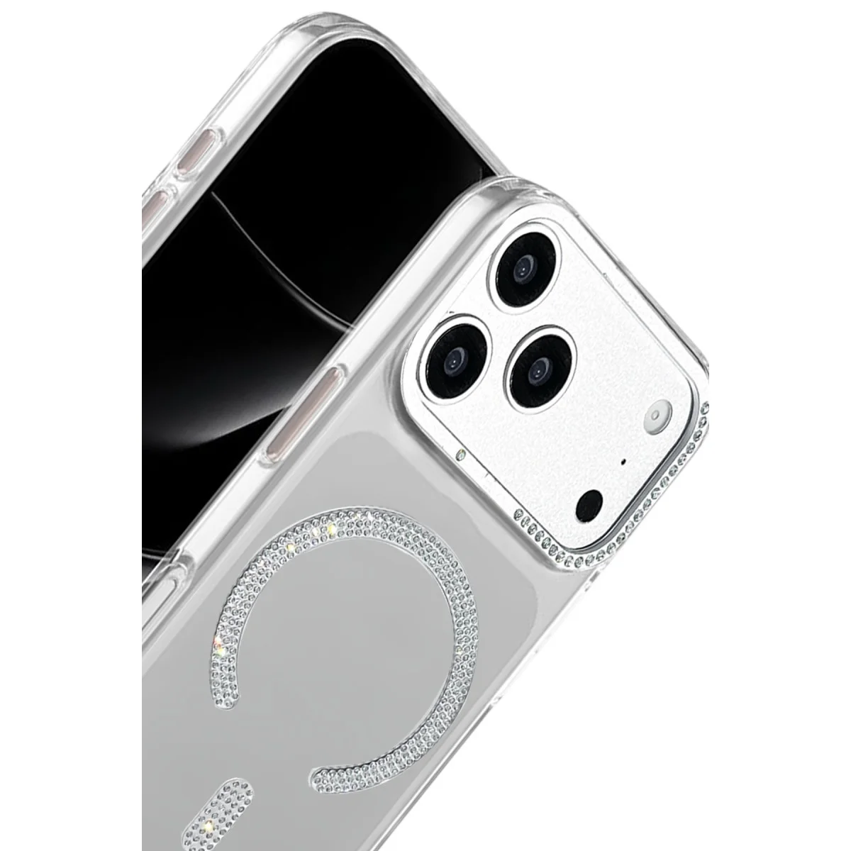 iPhone 17 Pro Tash Diamond Magsafe Kapak - Beyaz