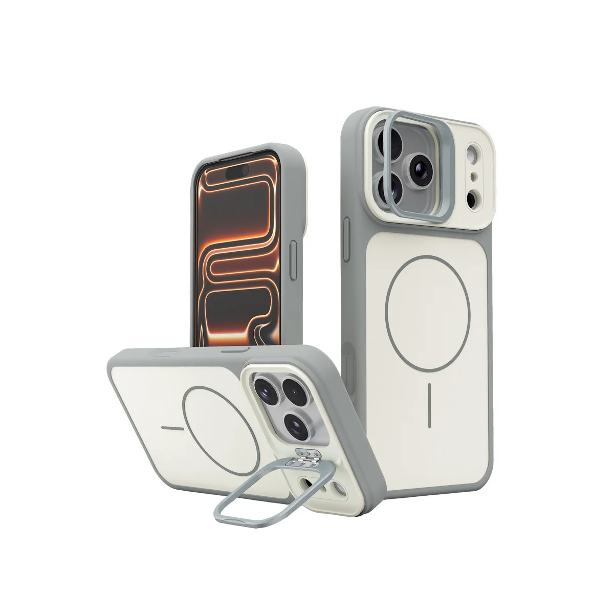iPhone 17 Pro Pale Magsafe Standlı Kapak - Beyaz