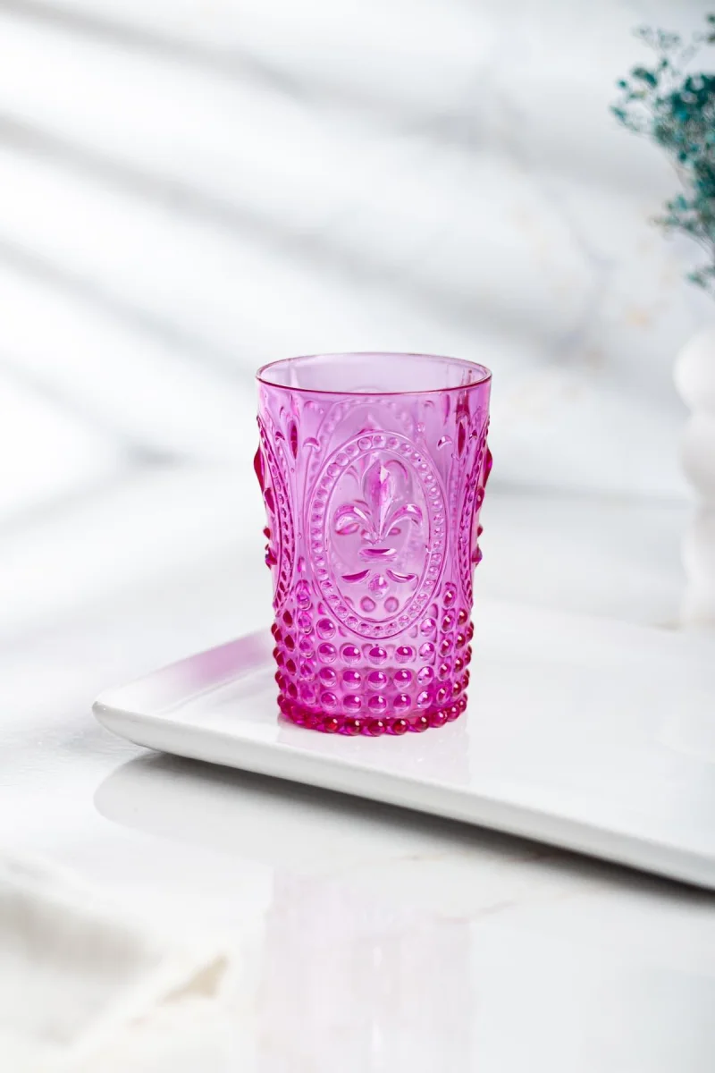 Akrilik Pembe Tekli Kısa Bardak & Su Meşrubat Kahve Yanı Bardağı 400 ml ( Cam Değildir )