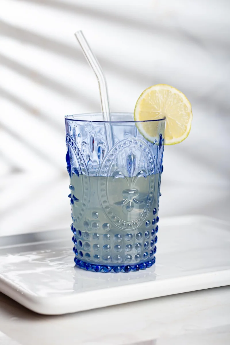 Akrilik Mavi 6'lı Kısa Bardak & Su Meşrubat Kahve Yanı Bardağı 400 ml ( Cam Değildir )
