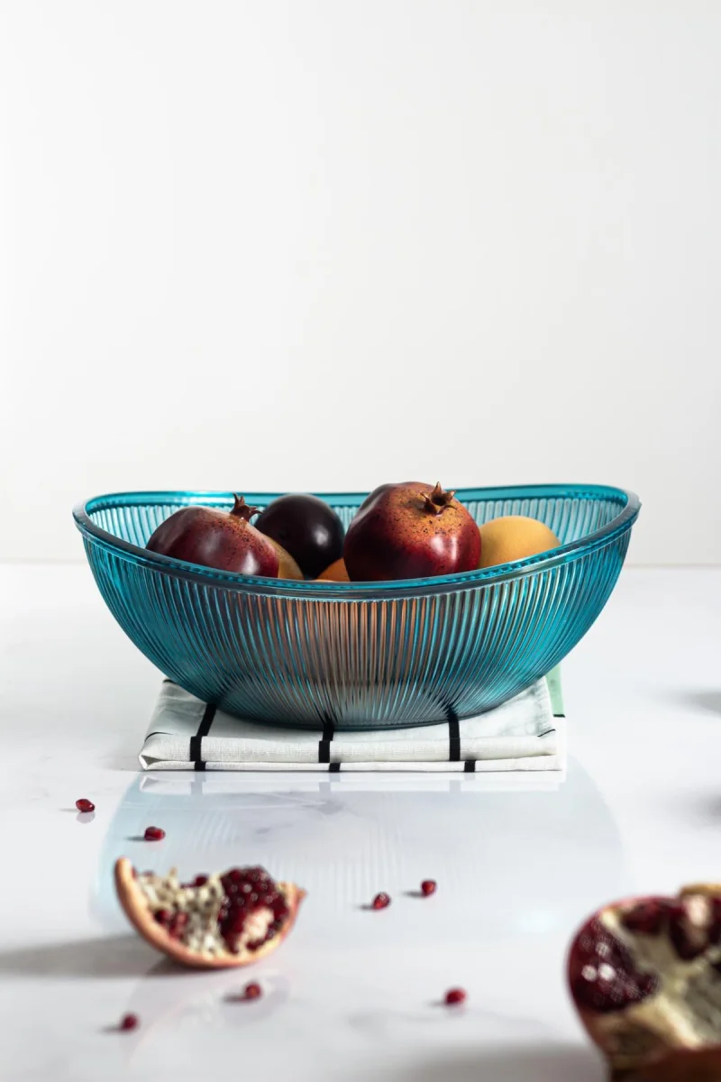 Akrilik Barok Aquamarin Büyük Oval Meyve & Salata Kasesi & Karıştırma Kabı / 3,3 Lt (CAM DEĞİLDİR)