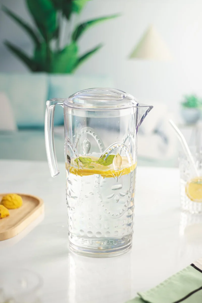Akrilik Şeffaf Sürahi 2,3 lt Ve 6'lı & Su Meşrubat Kahve Yanı Bardağı 400 ml Seti ( Cam Değildir )