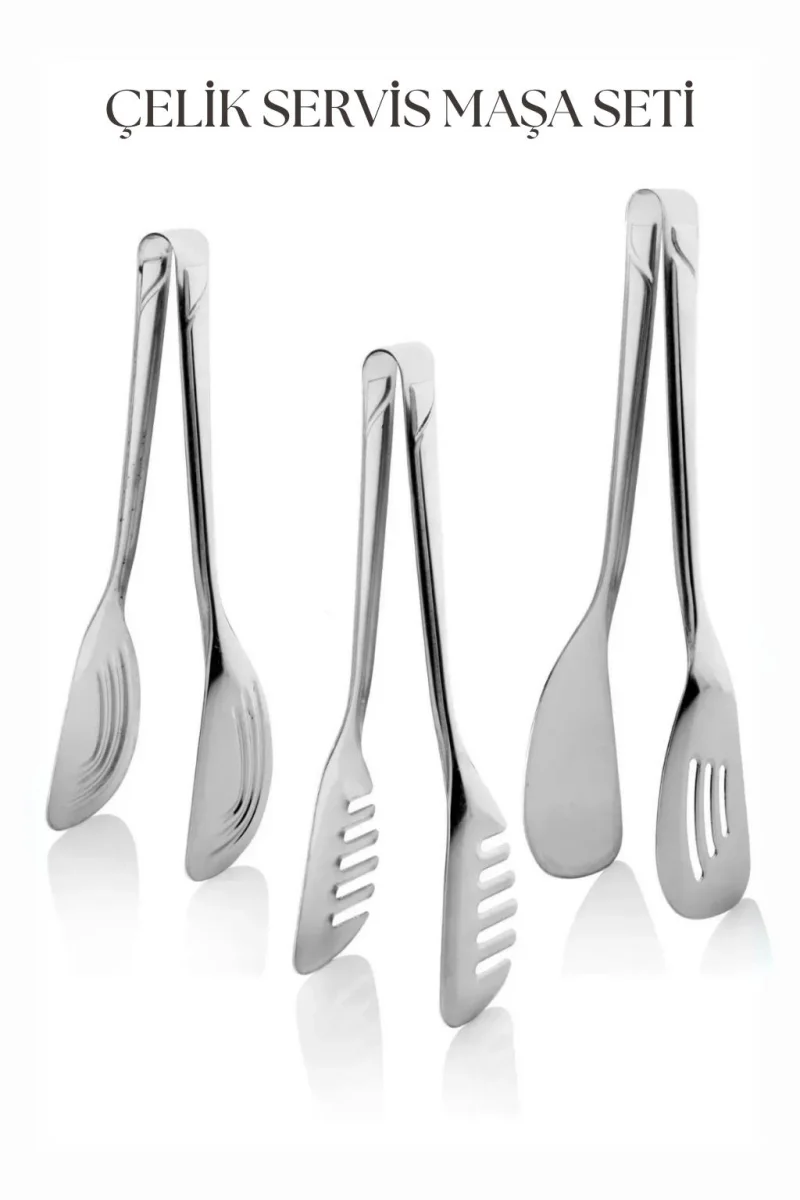 3’lü Servis Maşa Seti & Servis Seti & Sunum Servis Seti 22 Cm