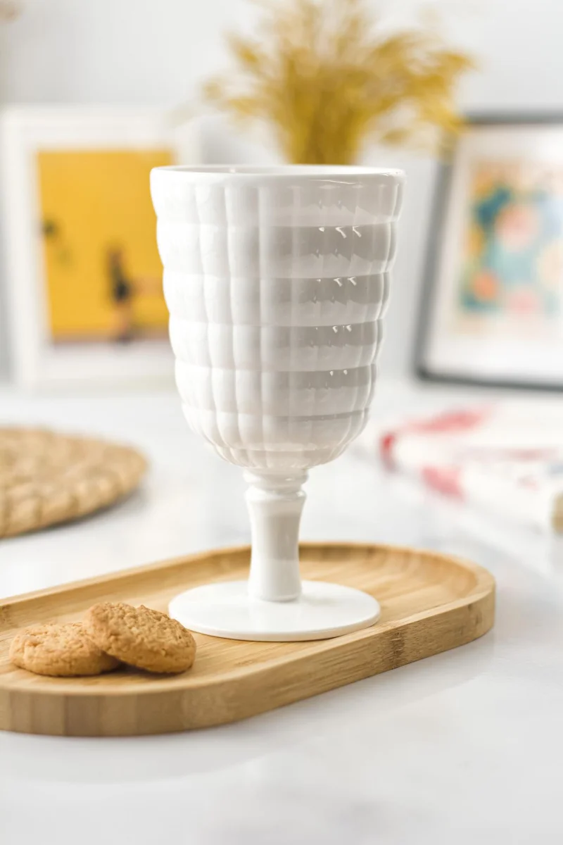Allegra Beyaz Kadeh Bardak - 450 ml Tekli Akrilik Malzeme - Cam Değildir Kırılmaya Dayanıklı