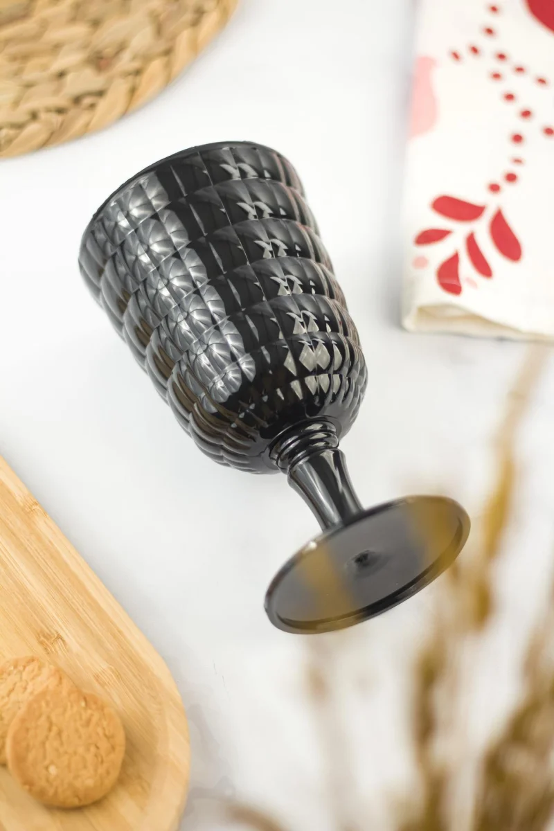 Allegra Siyah 6’lı Kadeh Bardak Seti 750 ml Akrilik Malzeme - Cam Değildir Kırılmaya Dayanıklı