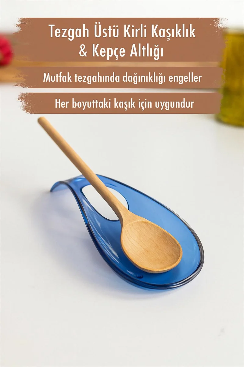 Akrilik Mavi Tezgah Üstü Kirli Kaşıklık & Kepçe Altlığı