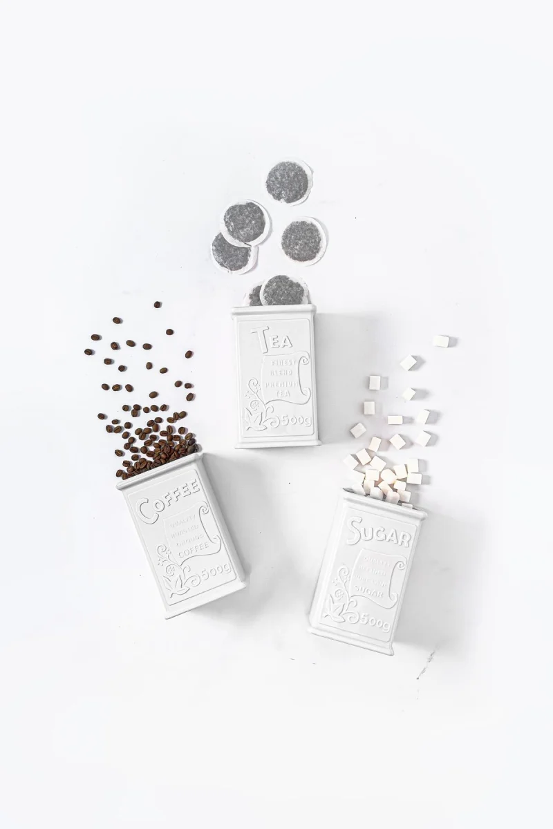 Akrilik Beyaz Şeker Kahve Çay Kavanozu 500 Ml (Vakum Kapak )