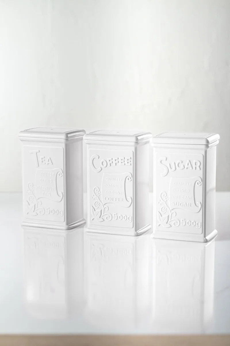 Akrilik Beyaz Şeker Kahve Çay Kavanozu 500 Ml (Vakum Kapak )