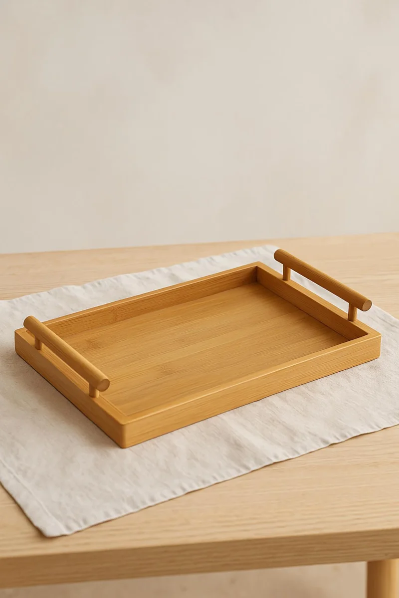 Büyük Bambu Dikdörtgen Servis Tepsisi 26×38 cm