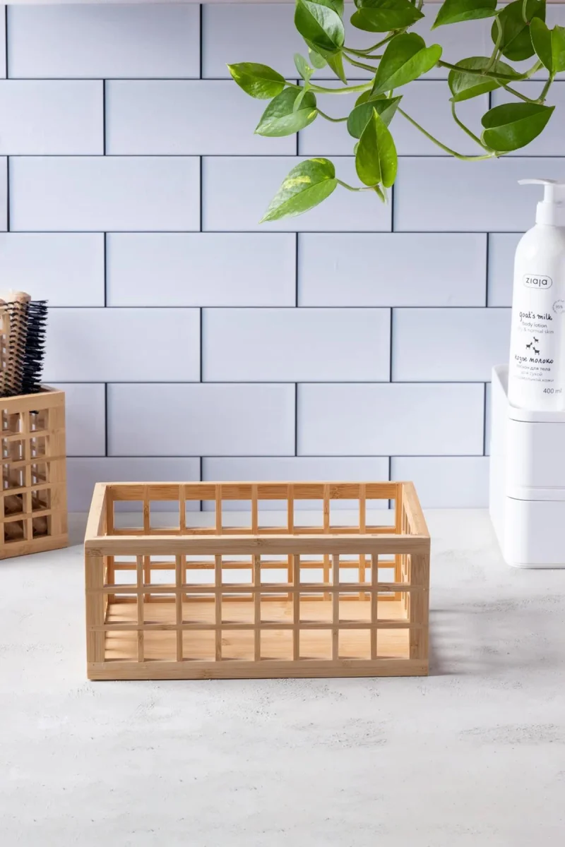 Bambu Organizer Büyük Dolap İçi Düzenleyici Sepet 18x26 cm