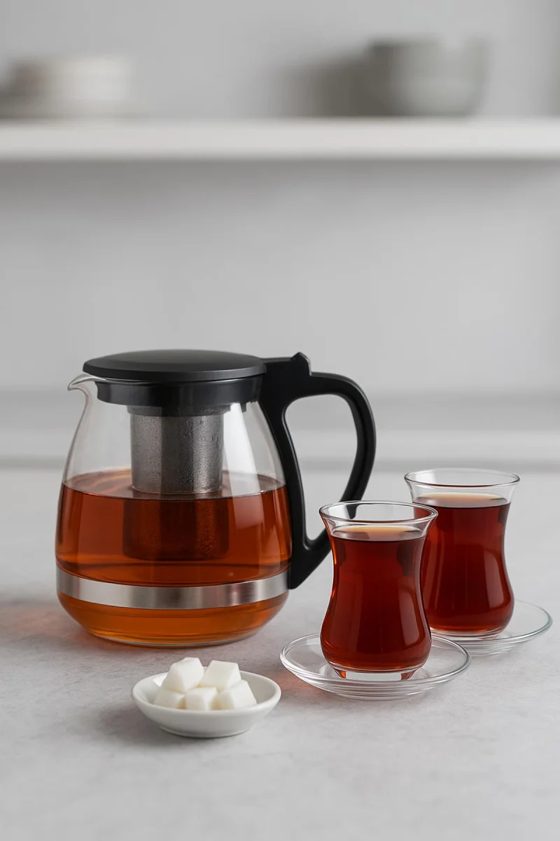 Cam Demlik 1250 ml Siyah Kapaklı