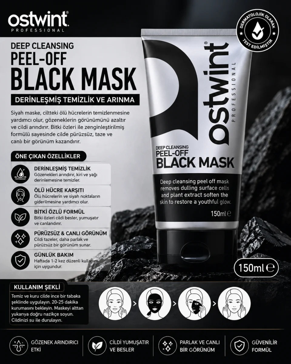 Professional Peel Off Black Mask 150 ml Siyah Maske Derin Temizleyici Soyulabilir Yüz Maskesi