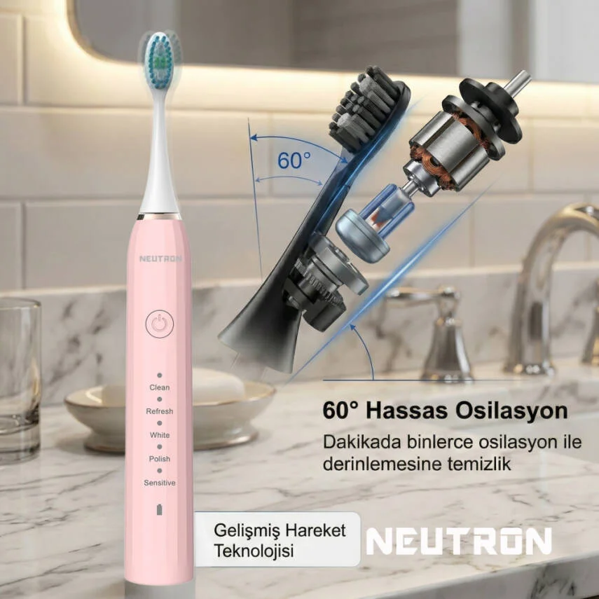Şarjlı Sonik Diş Fırçası, Şarjlı Pembe Diş Fırçası Pembe