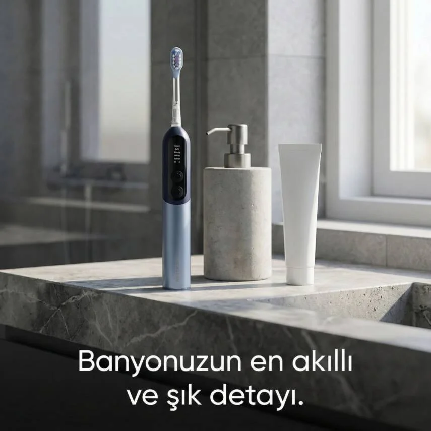 Şarjlı Sonik Diş Fırçası, Dijital Ekranlı Şarjlı Diş Fırçası (Mavi)