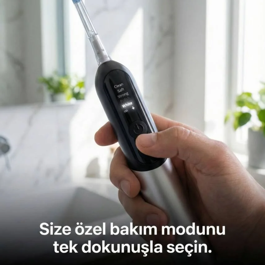 Şarjlı Sonik Diş Fırçası, Dijital Ekranlı Şarjlı Diş Fırçası (Silver)