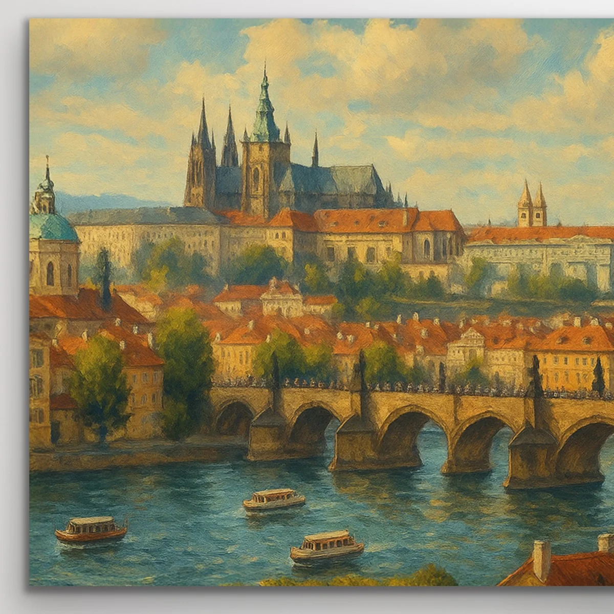 Prag Şehir Manzarası Kanvas Tablo 60x120cm