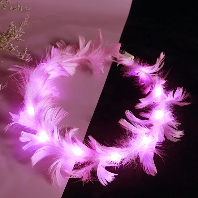 Led Işıklı Rengarenk Yanan 3 Fonksiyonlu Otrişli Parti Tacı Pembe Renk 12x12 cm