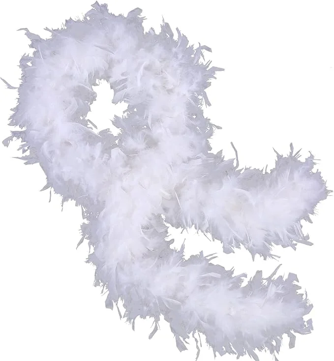 Beyaz Renk Kabarık Kalın Otriş Boa Tüy 6 cm Genişlik 180-200 cm Uzunluk