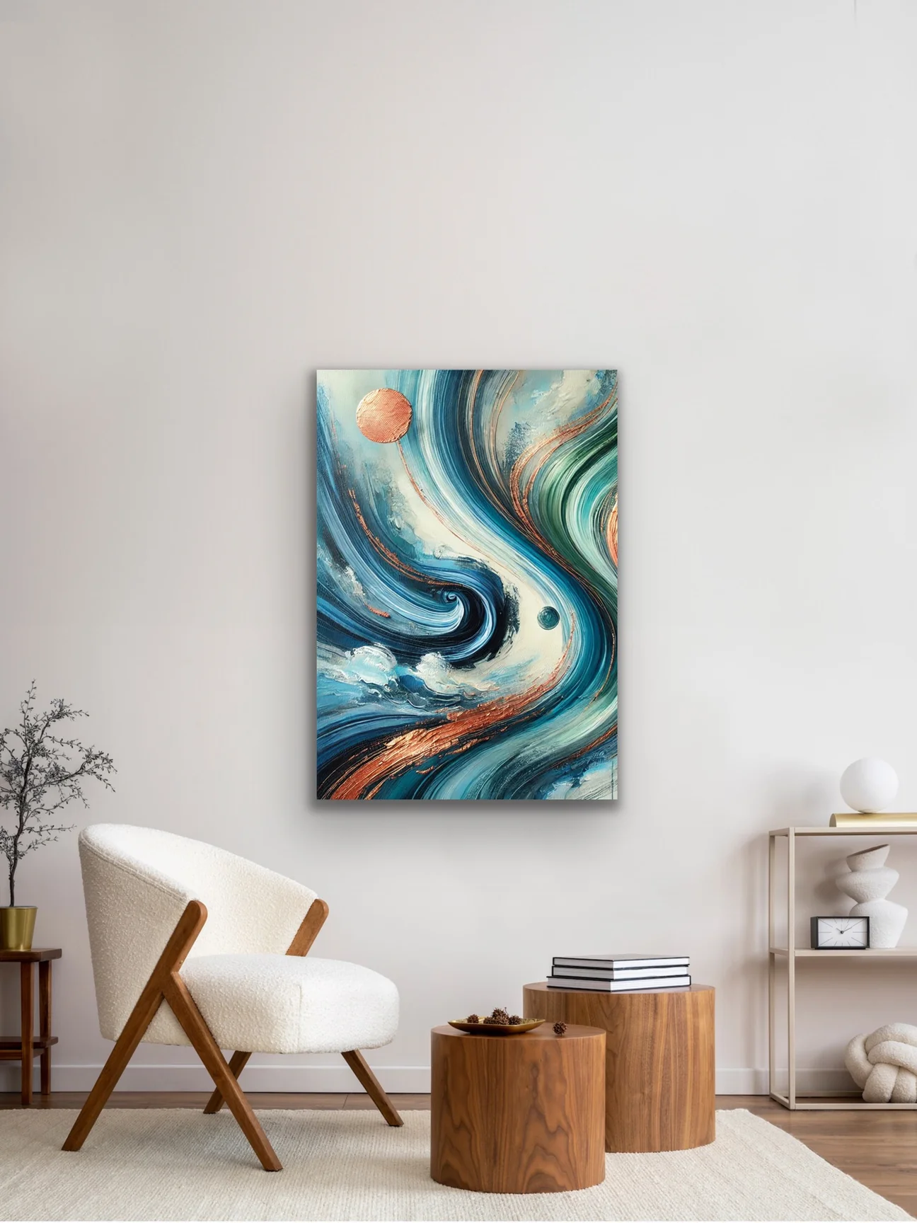 Turuncu Yeşil Mavi Soyut Kanvas Tablo 70x100cm