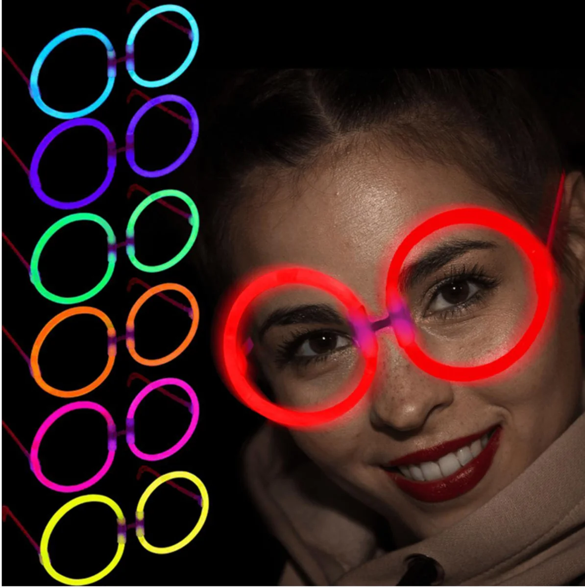 Glow Yuvarlak Gözlük - Glow Partisi Gözlükleri - Glow Gözlük 12 Adet