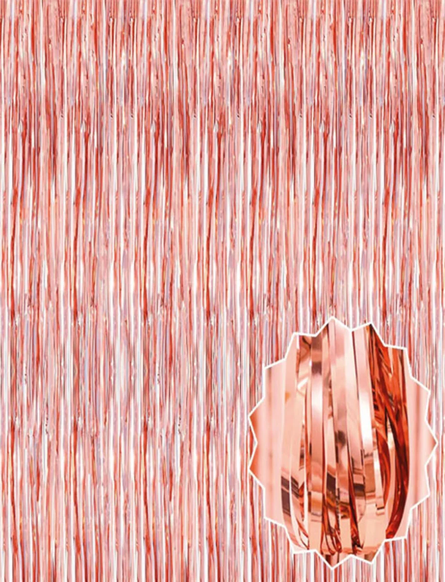 Rose Gold Püsküllü Kapı Perdesi - Parti, Bekarlığa Veda, Doğum Günü 1x2 m