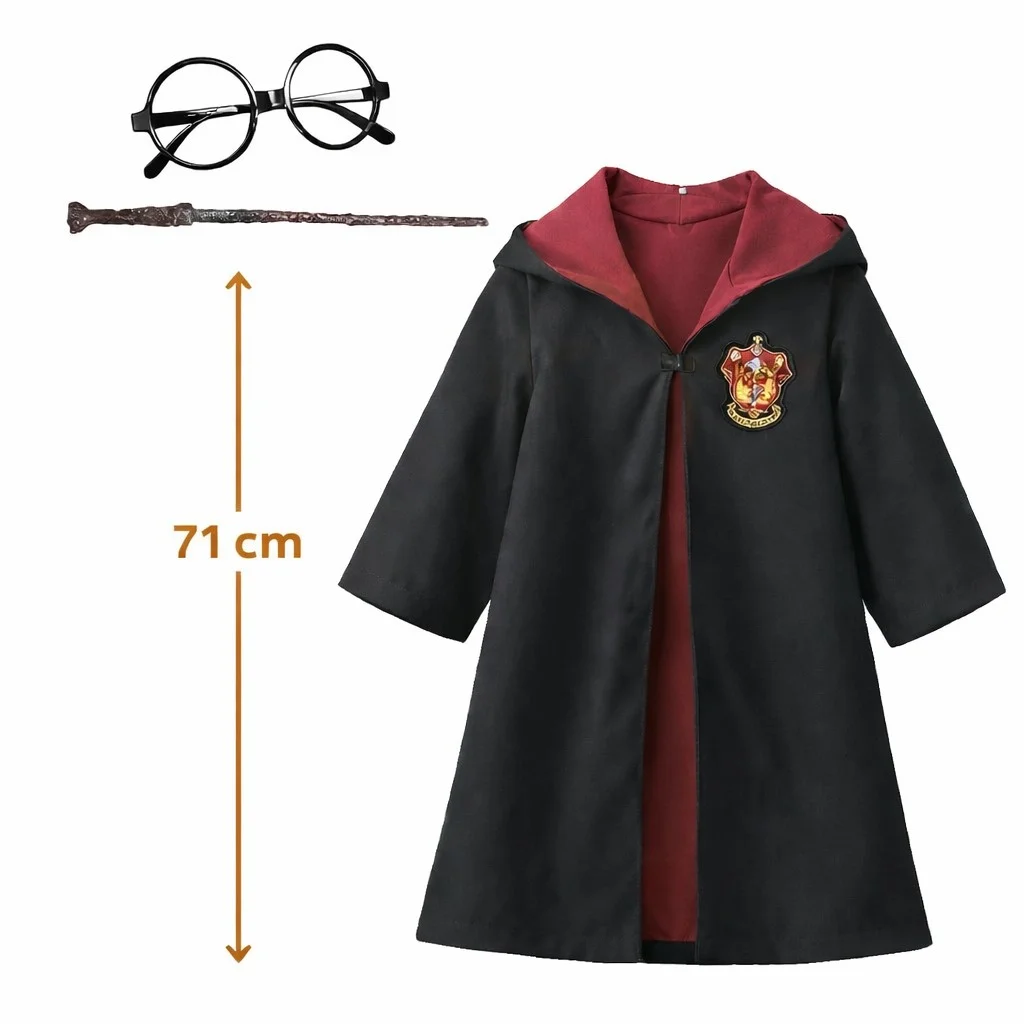 Harry Potter Çocuk Bebek Kostüm Seti – Asa Gözlük Pelerin 71 cm (2-4 Yaş)