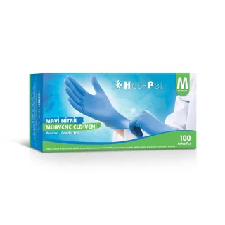 Haspet - Nitril Mavi Muayene Eldiveni - Medium 100'lü