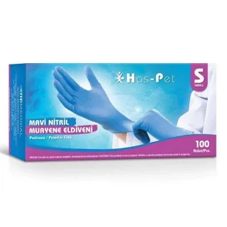 Haspet - Nitril Mavi Muayene Eldiveni - Small 100'lü