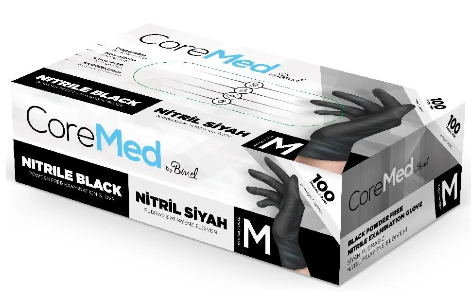 Nitril Siyah Muayene Eldiveni - Medium 100'lü