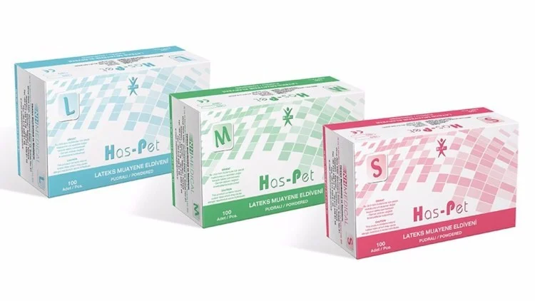Haspet - Lateks Pudralı Muayene Eldiveni - Medium