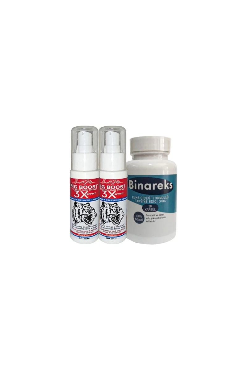 2 Adet 50 ml Bigboost Erkek 3xEffect Canlandirici Krem + Yanında 1 Kutu 30lu Binareks Erkeklere Özel