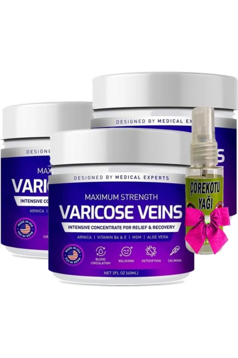 Varicose Veins Purple Bakım Kremi 100 ml x 3 adet + Çörek Otu Yağı 30 ml