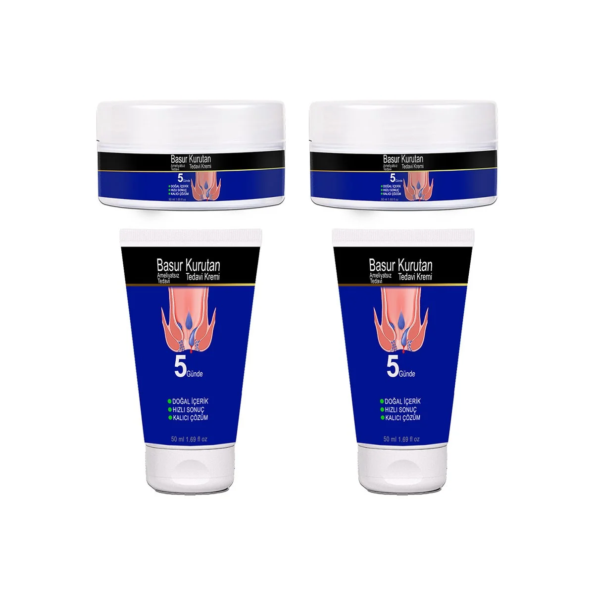 BasurKurutan Kremi 2 Adet Aslanpençesi Kestane Hellebore Çiçek Esktarları (50 ml) Tüp&Kavanoz Set