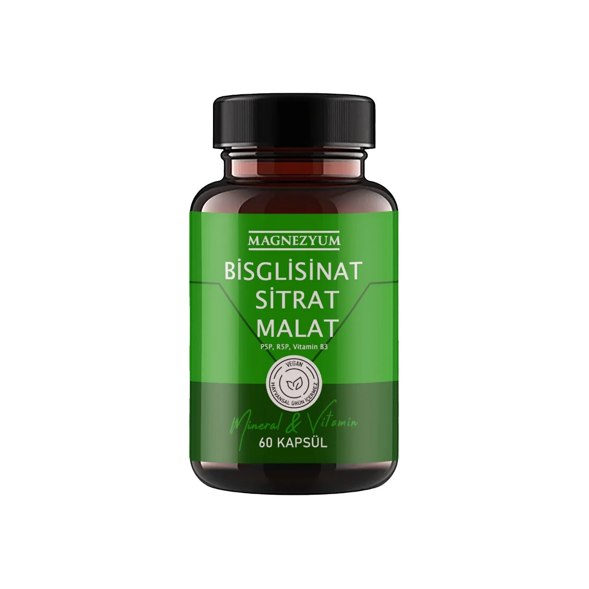 Magnezyum 1 Kutu Bisglisinat magnezyum sitrat malat & vitamin b2 B3 B6  ve mineral kapsülleri 60lı