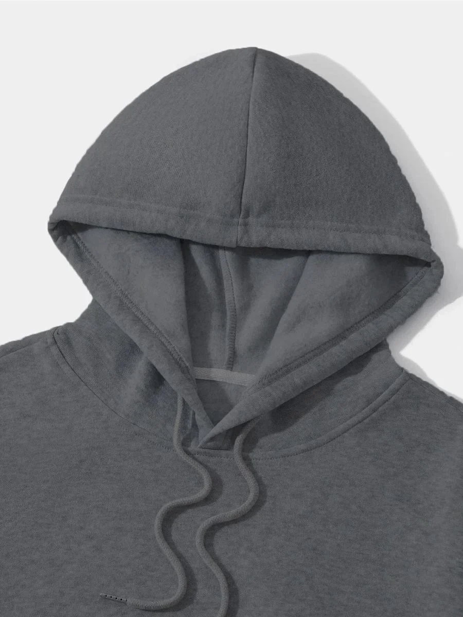 Erkek 3 İplik Pamuklu Kapüşonlu Kanguru Cepli Sweatshirt Hoodie -  Füme