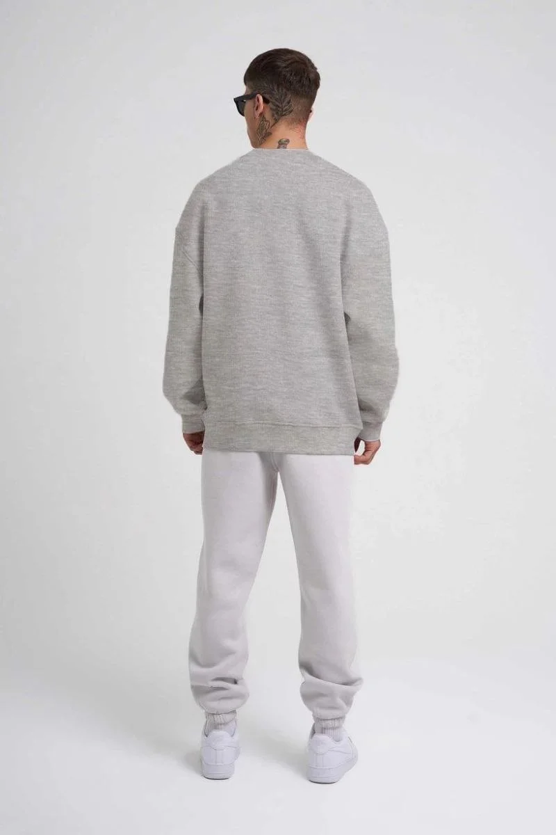 ERKEK Bisikilet Yaka 3 İplik Pamuklu SweatShirt - Gri