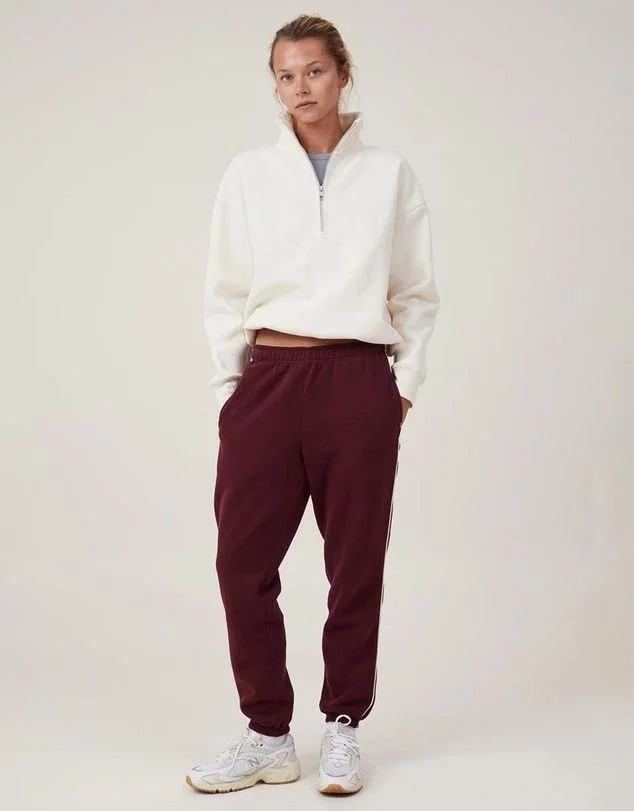 Kadın 3 İplik Pamuklu Oversize Yarım Fermuarlı Yakalı Basic Sweatshirt - Beyaz