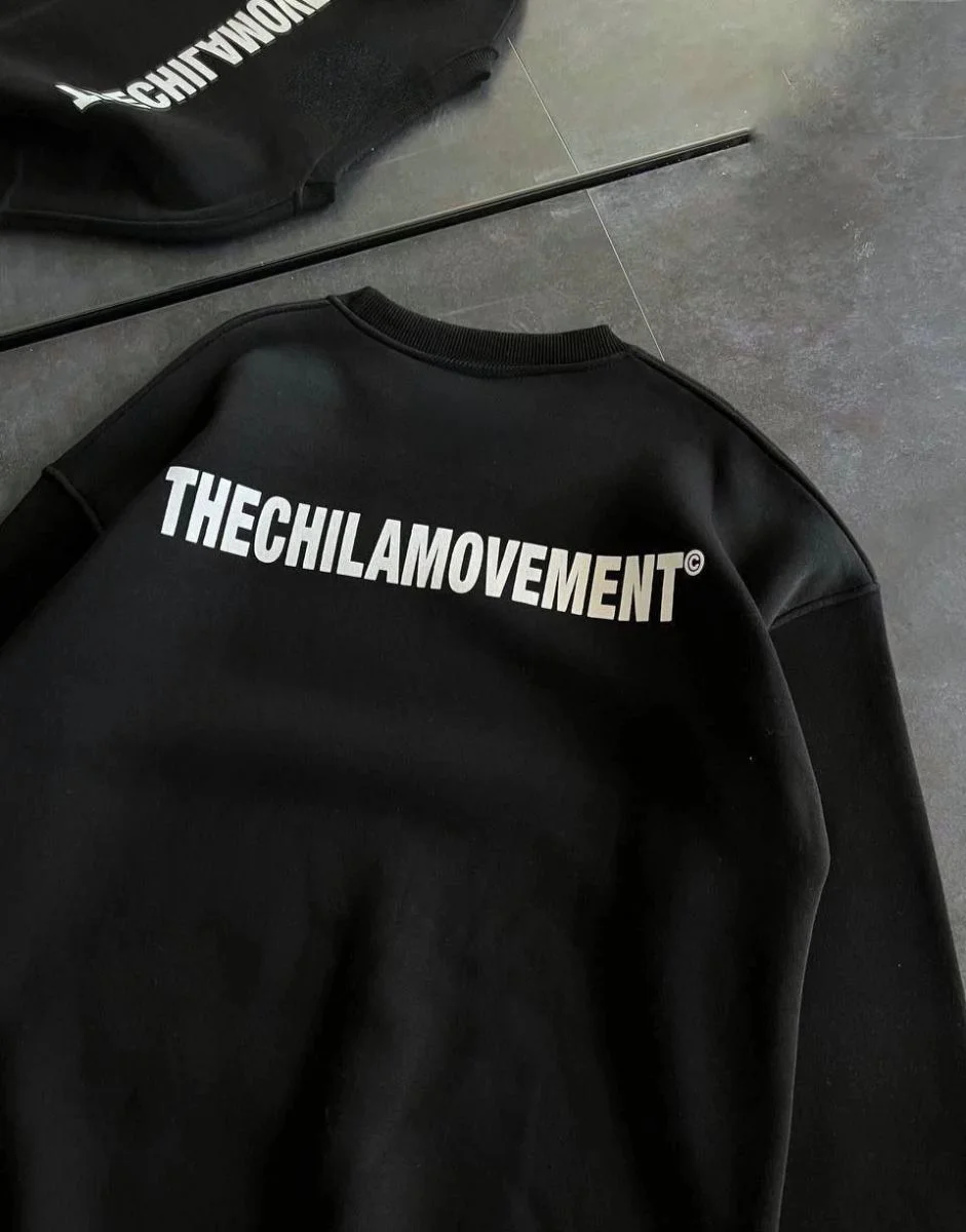 Kadın 3 iplik Kışlık pamuklu Bisiklet Yaka Oversize Baskılı SweatShirt - Siyah