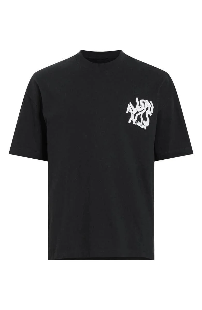 Erkek Tişört Baskılı Oversize Kısa kol T-shirt - Siyah