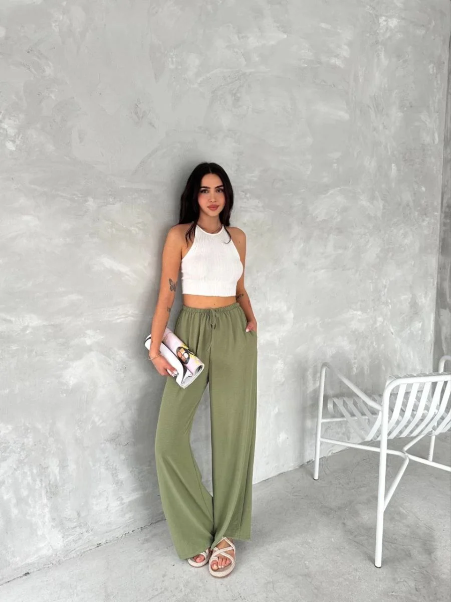 Kadın Ayrobin Oversize Kadın Pantolon - Mint Yeşili